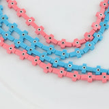 10Pcs/lot Pink Cross Evils Eye Shell Beads 7x10mm