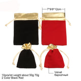 10Pcs/lot Red/Black Velvet Bag Drawstring Pouch Jewelry Packaging Storage