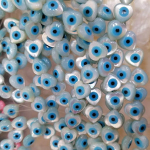 10Pcs Natural Pink Shell Beads Mother-of-pearl Evil Eyes Beads DIY Jewelry