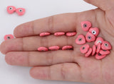 10Pcs Natural Pink Shell Beads Mother-of-pearl Evil Eyes Beads DIY Jewelry