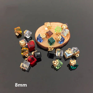 10Pcs/lot 8mm Square Crystal Charms Pendant DIY Jewelry Making