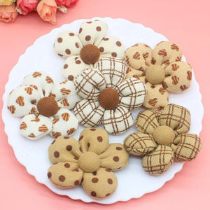 10Pcs Cartoon Fabric Flower Patches DIY Five-petal Flower Accessories