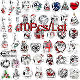 10Pcs Christmas Santa Charms Beads Pendants for DIY Bracelets