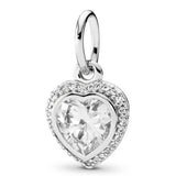 10Pcs Sparkling Heart Key Charms Beads Pendant DIY Bracelets Bangles