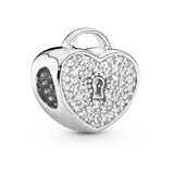 10Pcs Sparkling Heart Key Charms Beads Pendant For Bracelets Bangles