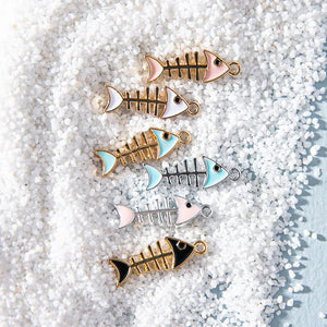 10Pcs Ocean Fishbone Charms for DIY Craft Jewelry Making