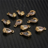 10Pcs Copper Water Drop Crystal Tear Charm Pendant Jewelry DIY Making