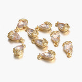 10Pcs Copper Water Drop Crystal Tear Charm Pendant Jewelry DIY Making