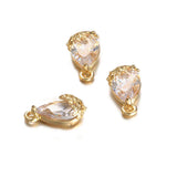 10Pcs Copper Water Drop Crystal Tear Charm Pendant Jewelry DIY Making
