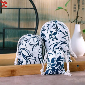 10Pcs Cotton Storage Small Cloth Bag Drawstring Jewelry Linen Pocket Gift Bag
