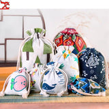 10Pcs Cotton Storage Small Cloth Bag Drawstring Jewelry Linen Pocket Gift Bag
