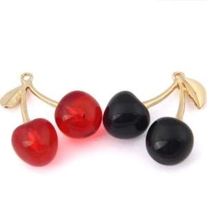 10Pcs/lot Cherry Fruit Enamel Dangle Charm for Jewelry Making