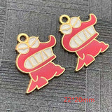 10Pcs Enamel Cartoon Bear Dinosaur Charms DIY Jewelry Making Earrings Pendant