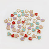 10Pcs Enamel Heart Charms for DIY Jewelry Making Accessories