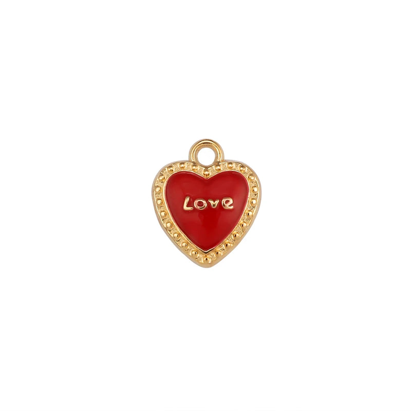 10Pcs Enamel Heart Charms for DIY Jewelry Making Accessories