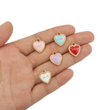 10Pcs Enamel Heart Charms for DIY Jewelry Making Accessories