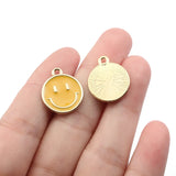 10Pcs Enamel Smile Face Charms Alloy Pendant DIY Earrings Bracelet Necklace