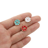 10Pcs Enamel Sun Flowers Charms Daisy Flower Pendants for DIY Jewelry Making