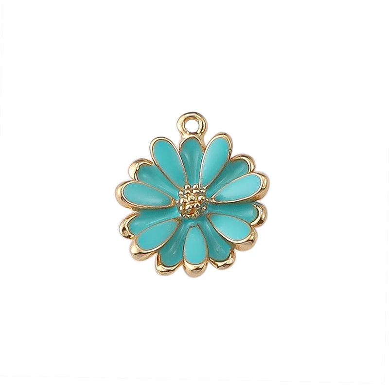 10Pcs Enamel Sun Flowers Charms Daisy Flower Pendants for DIY Jewelry Making