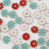 10Pcs Enamel Sun Flowers Charms Daisy Flower Pendants for DIY Jewelry Making