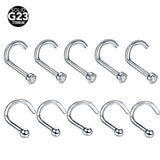 10Pcs Titanium G23 Nose Stud Set 18G 20G Body Jewelry