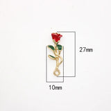 10Pcs Enamel Rose Flower Charms Pendant for Jewelry Making