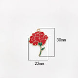 10Pcs Enamel Rose Flower Charms Pendant for Jewelry Making