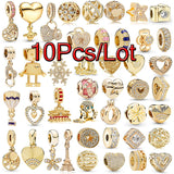 10Pcs Heart Charms Beads Pendant For DIY Jewelry Making