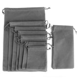 10Pcs Gray Velvet Jewelry Drawstring Pouches Wedding Party Gift Bags