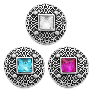 10Pcs/lot Mixed Rhinestone Metal 18mm Snap Buttons for Bracelet Bangle