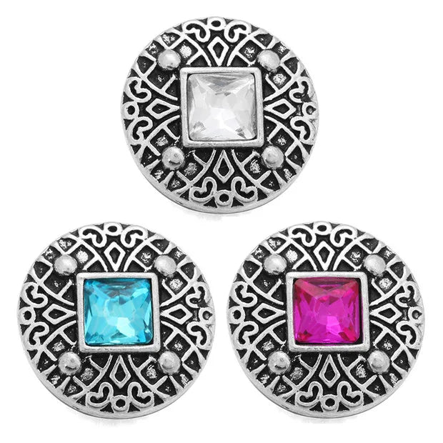 10Pcs/lot Mixed Rhinestone Metal 18mm Snap Buttons for Bracelet Bangle