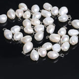 10Pcs Natural Pearl Charms Stainless Steel Pendant Bracelet Bead Necklace DIY