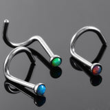 10Pcs Opal Stone Nose Rings & Studs Stainless Steel Piercing Jewelry
