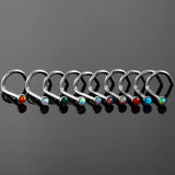 10Pcs Opal Stone Nose Rings & Studs Stainless Steel Piercing Jewelry