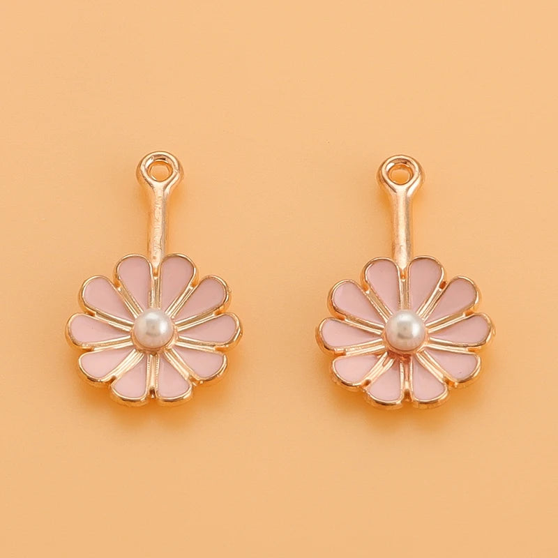 10Pcs Daisy Flowers Pendants For DIY Earrings Bracelets Jewelry Making