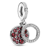 10Pcs Red Crystal Love Charms Beads For Bracelets Bangles