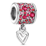 10Pcs Red Crystal Love Charms Beads For Bracelets Bangles