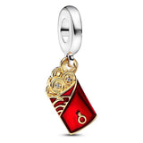 10Pcs Red Crystal Love Charms Beads For Bracelets Bangles