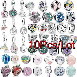 10Pcs Spring Stacked Flowers Charms Beads Pendant DIY Jewelry Making