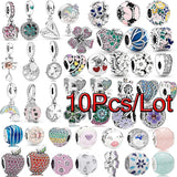 10Pcs Spring Stacked Flowers Charms Beads Pendant DIY Jewelry Making