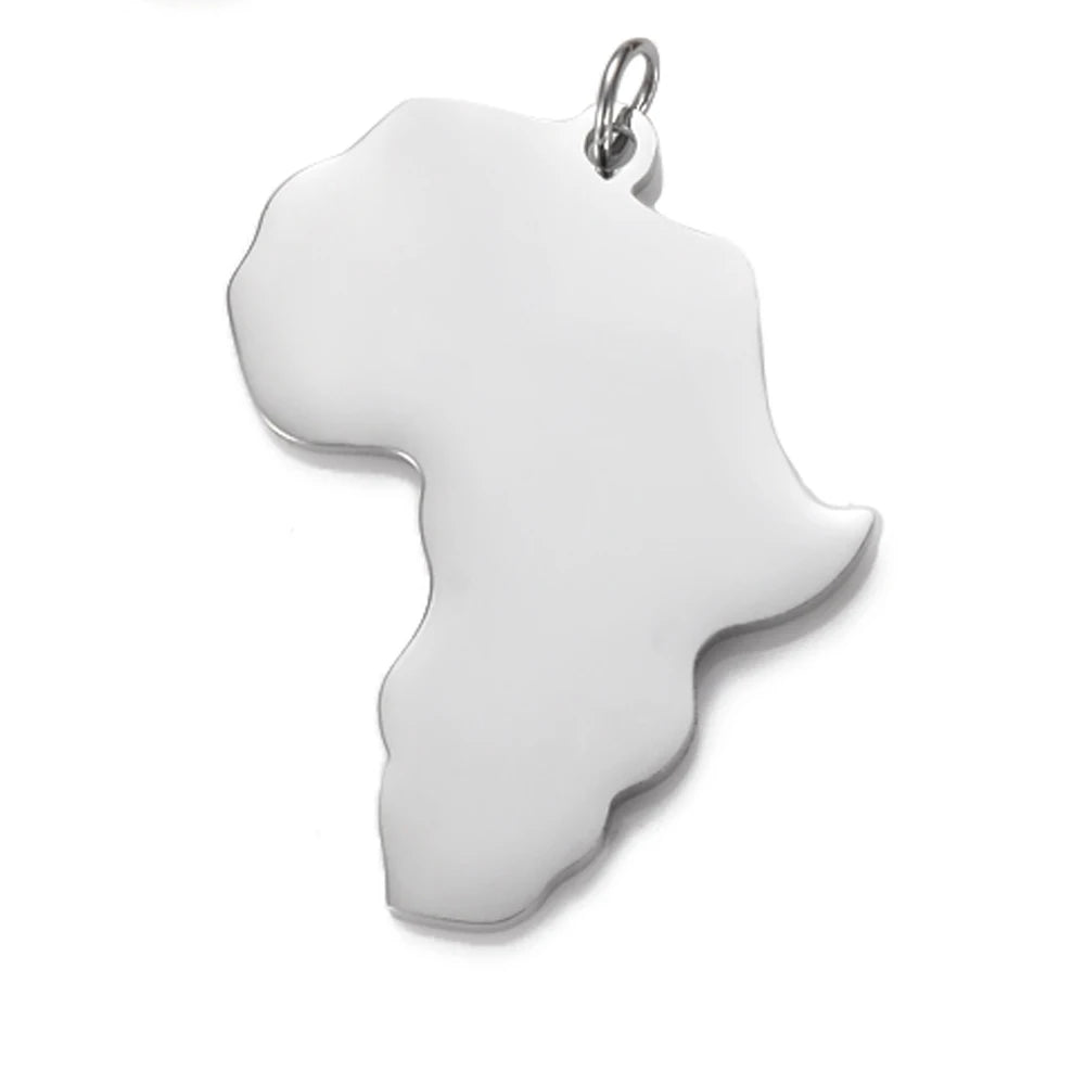 10Pcs Stainless Steel Africa Map Charms Pendant ID Tag Mirror Polished Jewelry