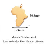 10Pcs Stainless Steel Africa Map Charms Pendant ID Tag Mirror Polished Jewelry