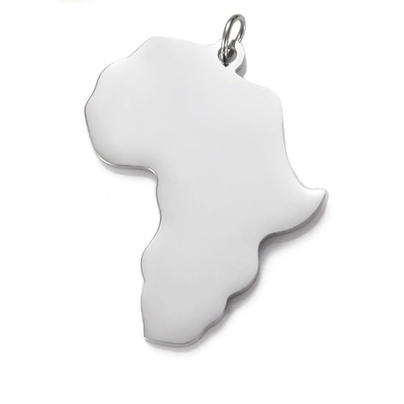 10Pcs Stainless Steel Africa Map Charms Pendant ID Tag Mirror Polished Jewelry
