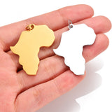 10Pcs Stainless Steel Africa Map Charms Pendant ID Tag Mirror Polished Jewelry