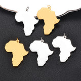 10Pcs Stainless Steel Africa Map Charms Pendant ID Tag Mirror Polished Jewelry