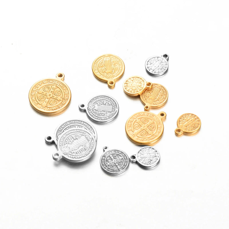 10Pcs Stainless Steel Catholic Church Pendant Charms DIY Jewelry