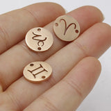 10Pcs Stainless Steel Hollow Out Zodiac Charms Pendant DIY Findings