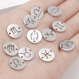 10Pcs Stainless Steel Hollow Out Zodiac Charms Pendant DIY Findings