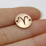 10Pcs Stainless Steel Hollow Out Zodiac Charms Pendant DIY Findings