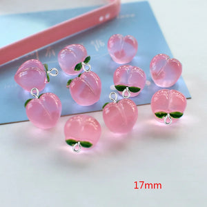 10Pcs Transparent Peach Resin Charms for DIY Jewelry Making